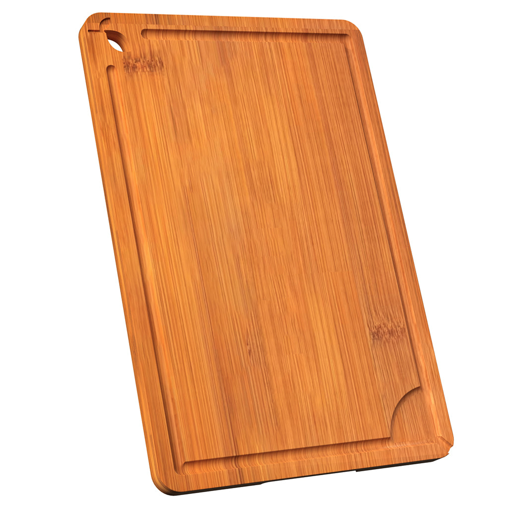 Cutting Board for Kitchen Meal Prep and Serving, Carbonized Bamboo Wood Butcher Block Chopping Board with Deep Juice Grooves and Side Handles for Meat, Bread, and Dough Kneading