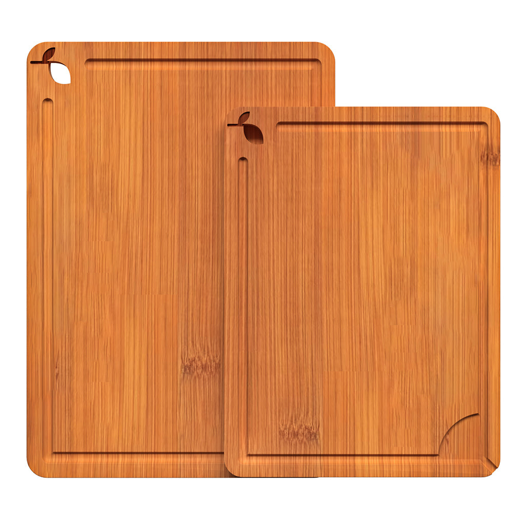 Cutting Boards for Kitchen,Bamboo Cutting Board Set of 2, Large and X-Large Carbonized Chopping Boards with Deep Juice Grooves and Handles for Meat, Bread, Dough Kneading and Cheese