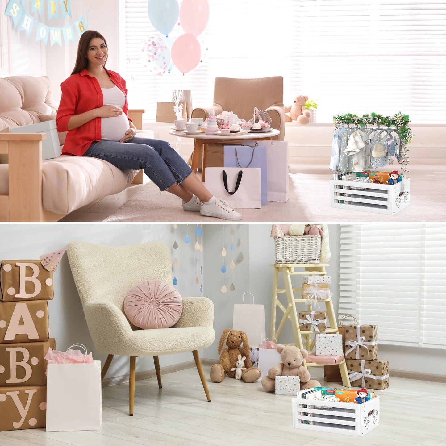 Multi-functional Bamboo Gift Basket - Small - White