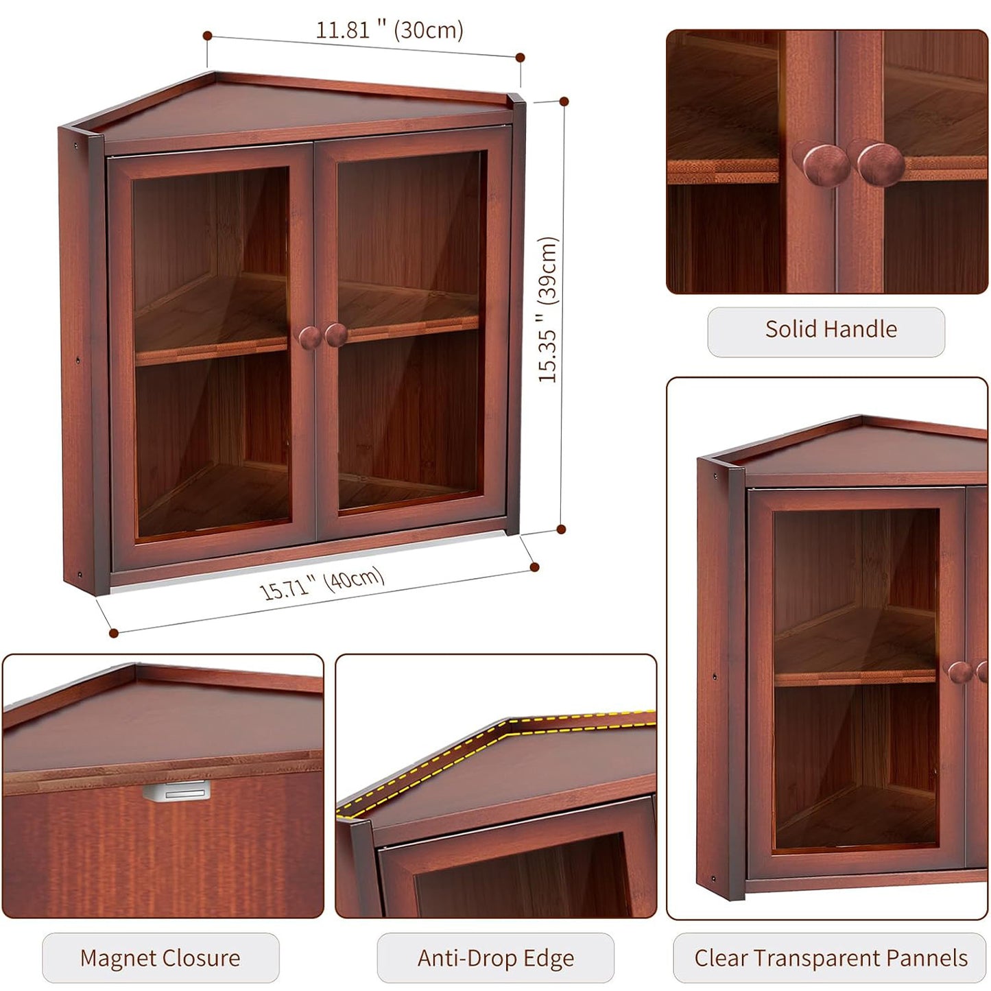 Bread Box, Double Layer Bamboo Bread Bin for Homemade Bread Bakers and Corner Kitchen Countertop with Double Doors, Not Suitable for Oversized Loaves, Brown