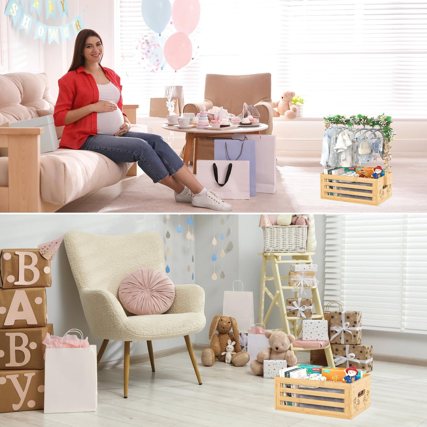 Multi-functional Bamboo Gift Basket - Small - Natural