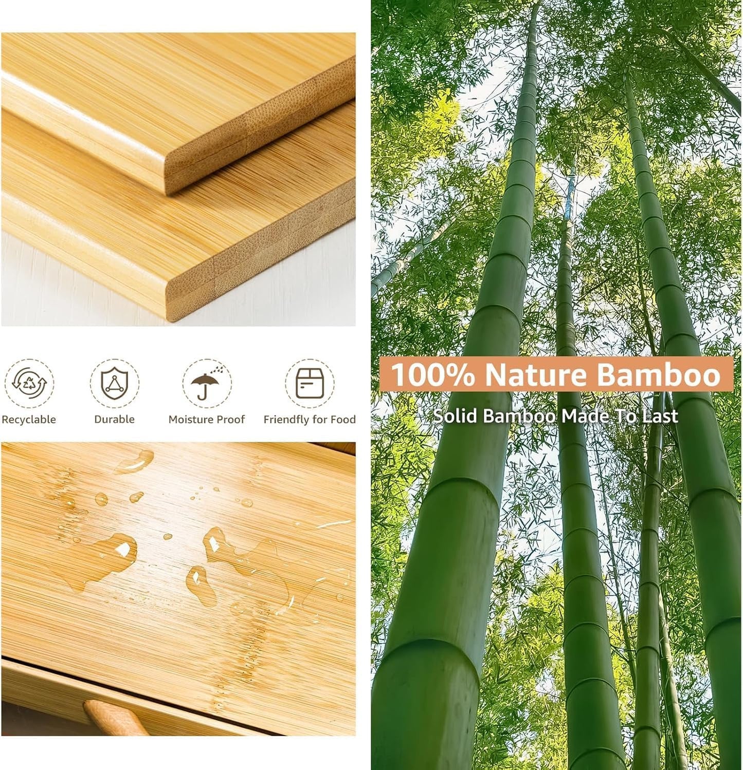 Extra Large Bread Box, Bread Box for Homemade Bread, Bamboo Wooden Bread Storage Container with Tool Holder & Handles & Window, Assembly Required(14.9" x 9.8" x 9.4") Natural