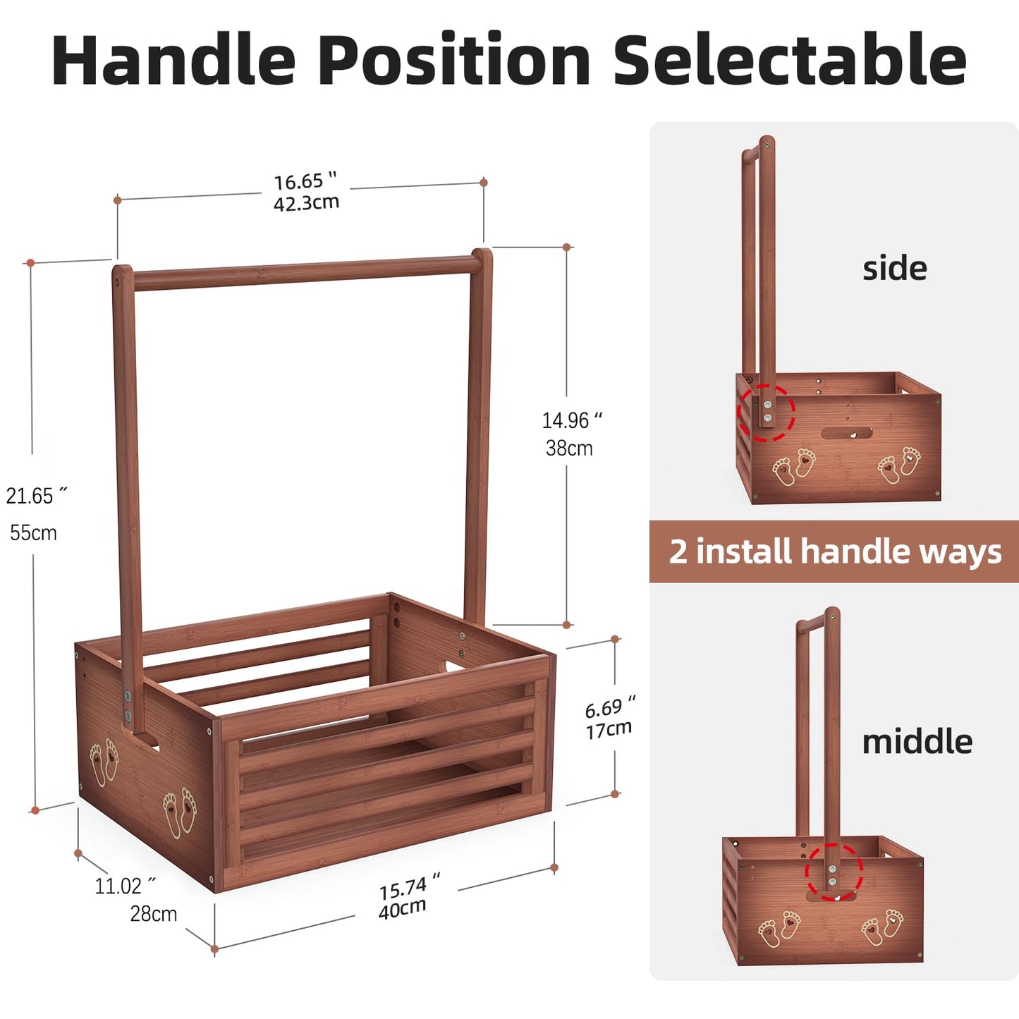 Multi-functional Bamboo Gift Basket - Big - Brown