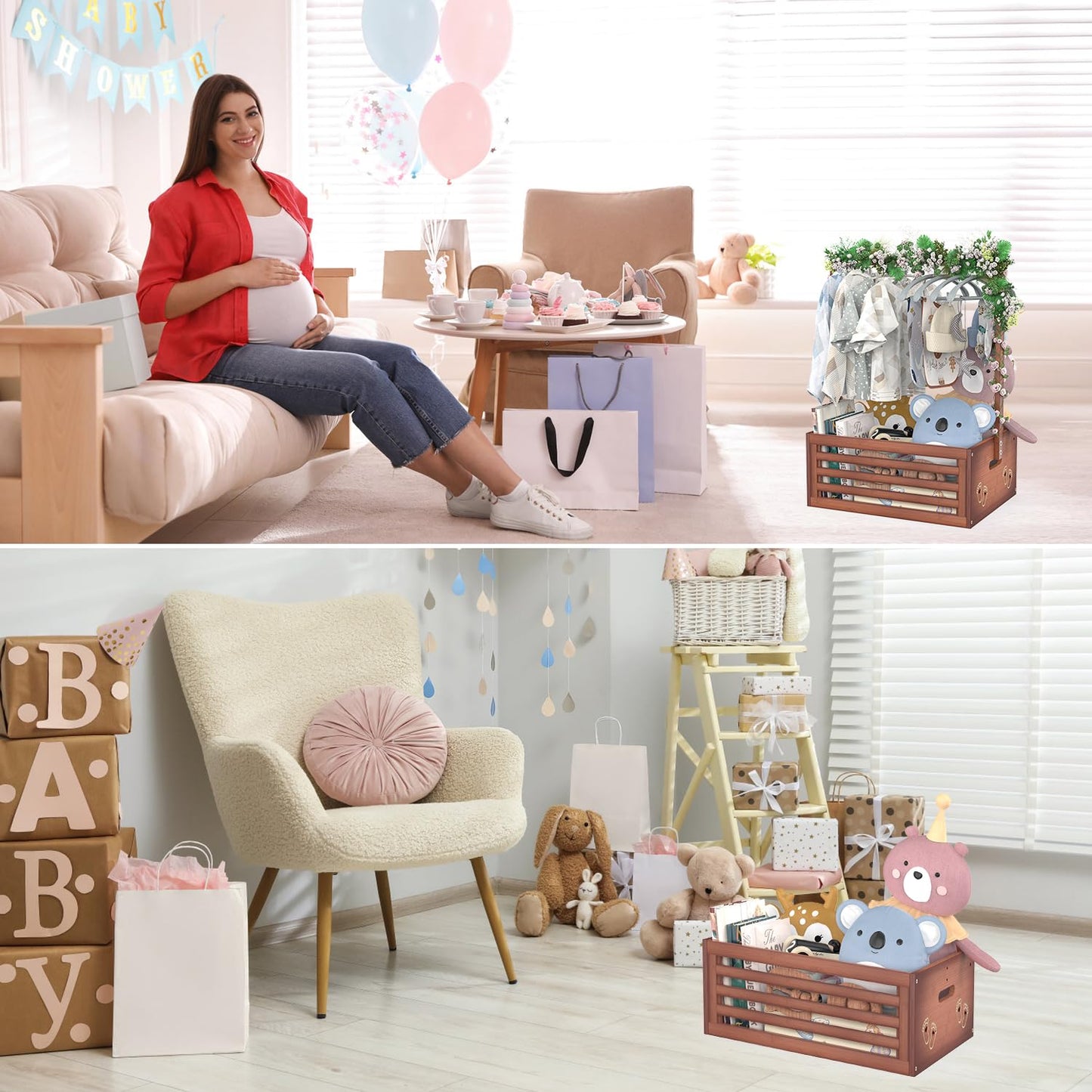 Multi-functional Bamboo Gift Basket - Big - Brown