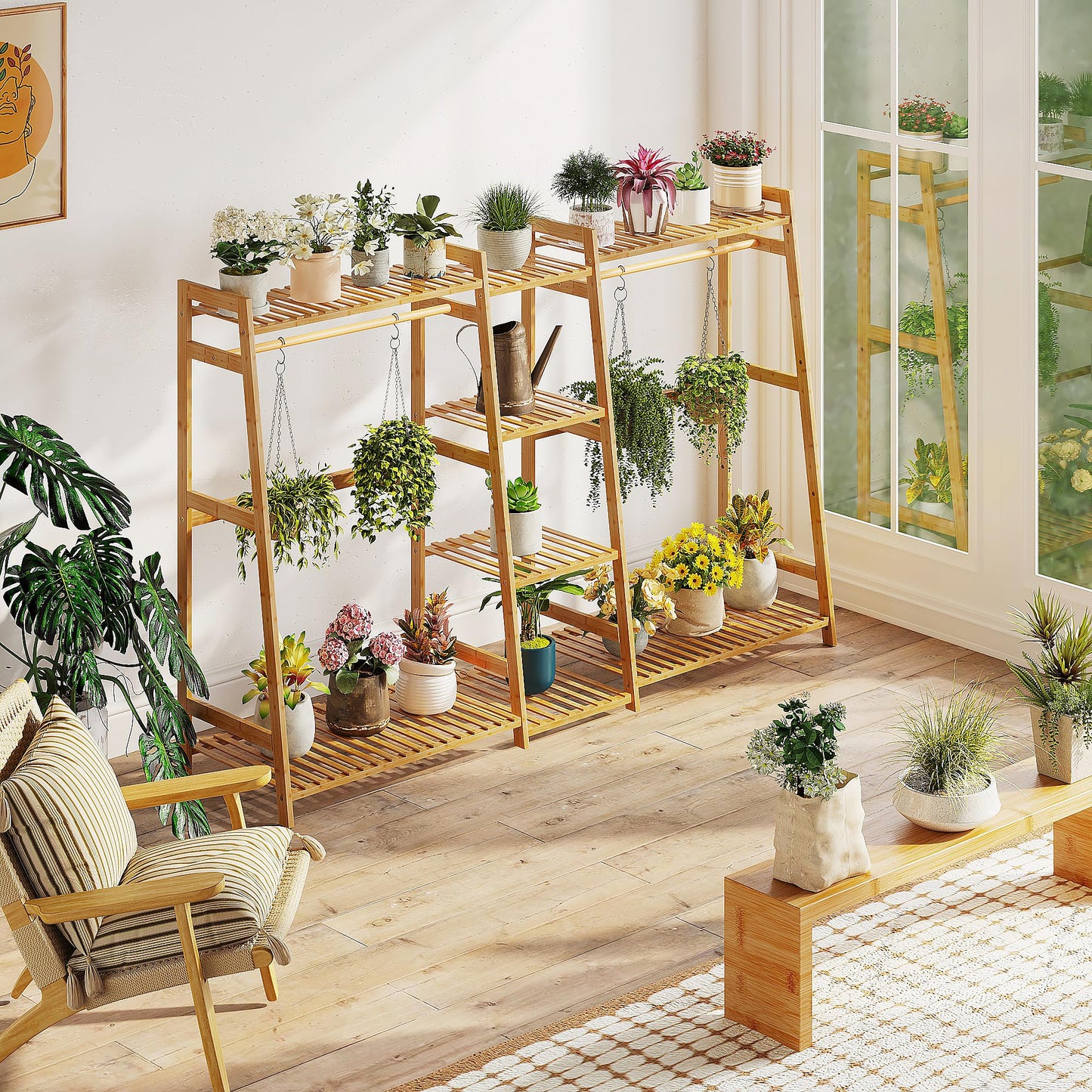 Bamboo Kids Clothing Rack with Shelves - Large Size