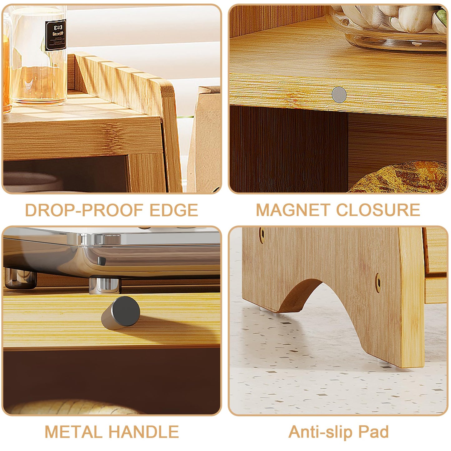 Bread Box for Kitchen Countertop, Extra Large Bamboo Bread Storage Container for Homemade Bread, Double Layer Sourdough Breadox, Bread Bin Organizer for Counter Cabinet Pantry, Natural